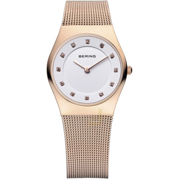 Bering White Dial IP Rose Gold Ladies Watch 11927-366