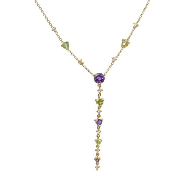 Diamond-Peridot-Amethyst Necklace 2N81-18DMU