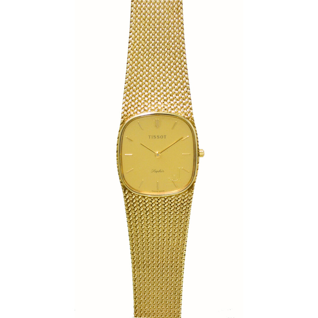 Tissot 9ct Gold Woven Bracelet Gents Watch T3911373