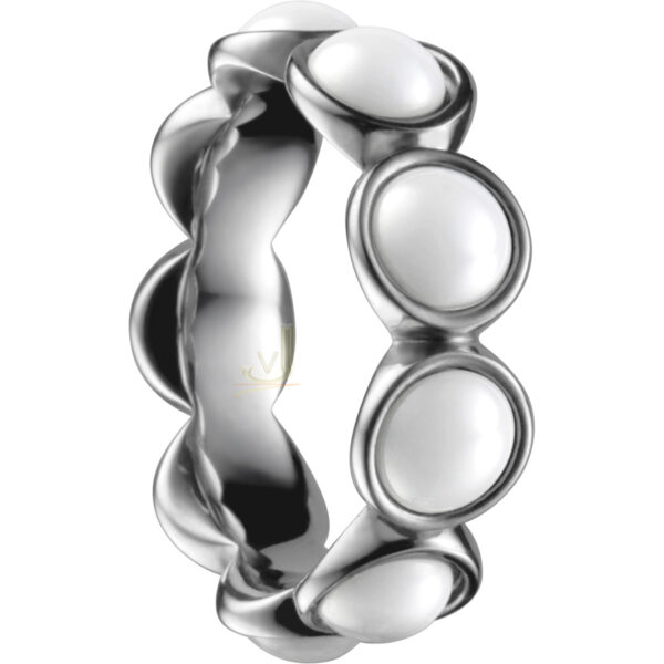 Bering White Ceramic Bubble Stainless Steel Ring 501-15-X5