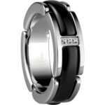 Bering Black Ceramic Stainless Steel Link Ring 502-16-X5