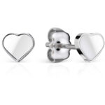 Bering Heart Shape White Ceramic Link polished silver Studs 704-15-05