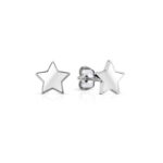 Bering White Star Shape Ceramic Link polished silver Studs 706-15-05