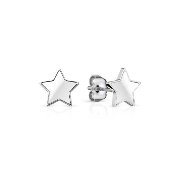 Bering White Star Shape Ceramic Link polished silver Studs 706-15-05