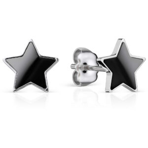 Bering Star shape Ceramic Link polished silver Studs