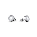 Bering White Ceramic Link polished silver Studs 707-150-05