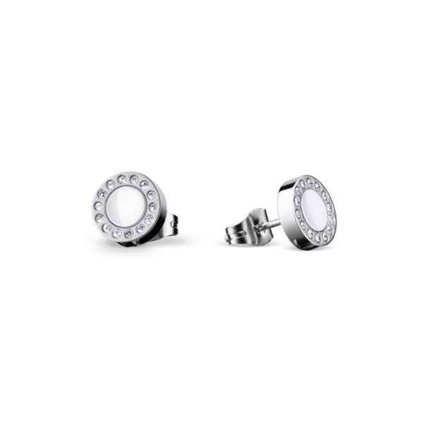 Bering White Ceramic Link polished silver Studs 707-150-05