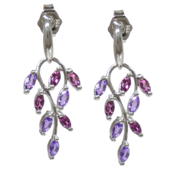 Rhodolite and Amethyst Drop Earrings 7N62WMU