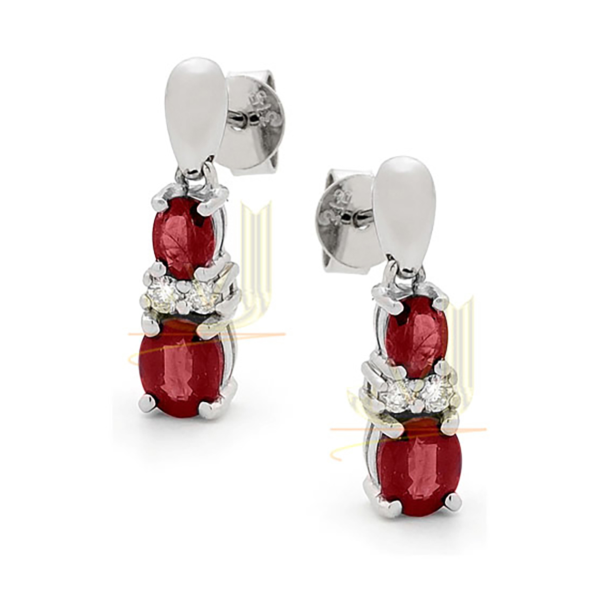 Gold Diamonds Ruby Drop Earrings 7Z49WDR
