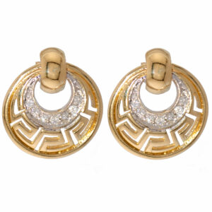 Gold Greek Design Diamonds Earrings