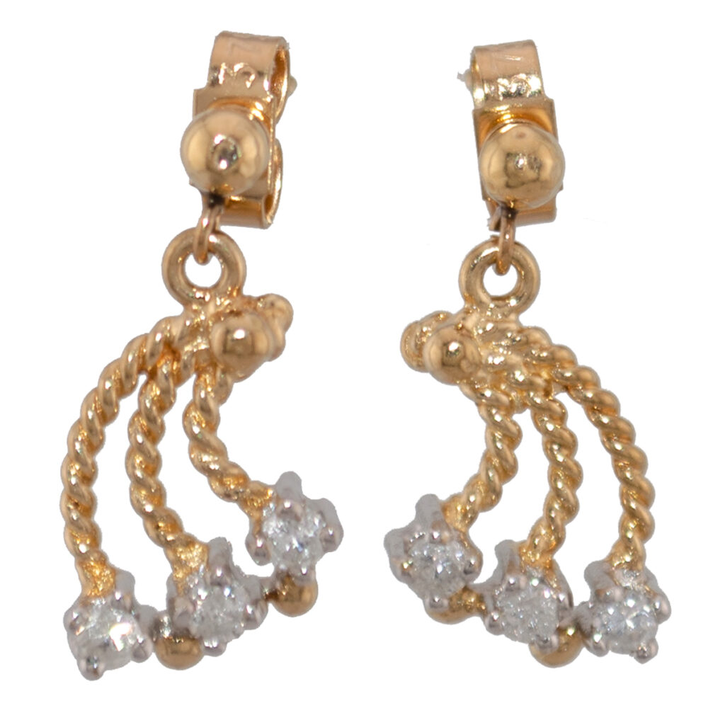 9ct Yellow and White Gold Diamonds Trilogy Earrings CHP35ER
