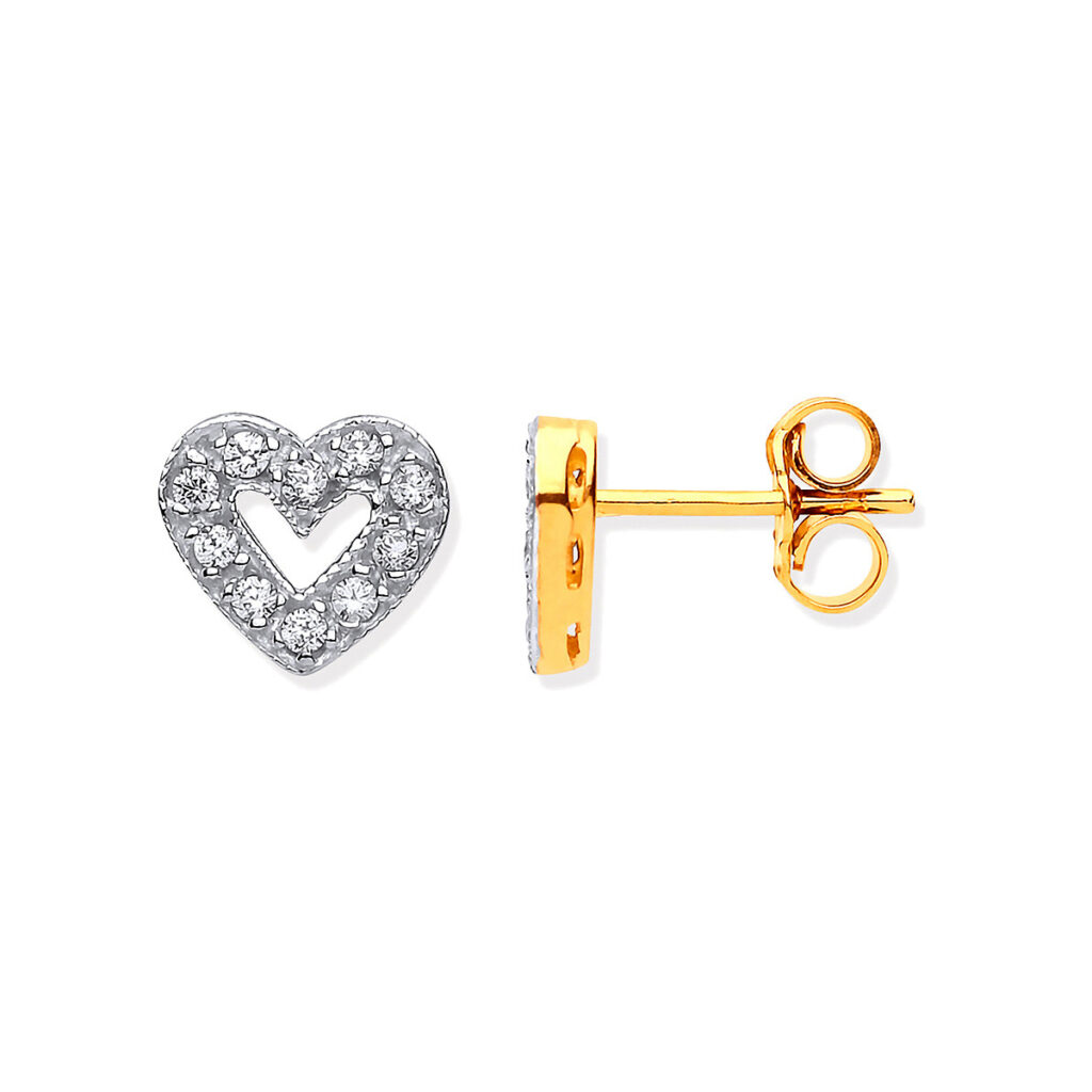 9ct Gold Heart Shape Cz Studs ER1165