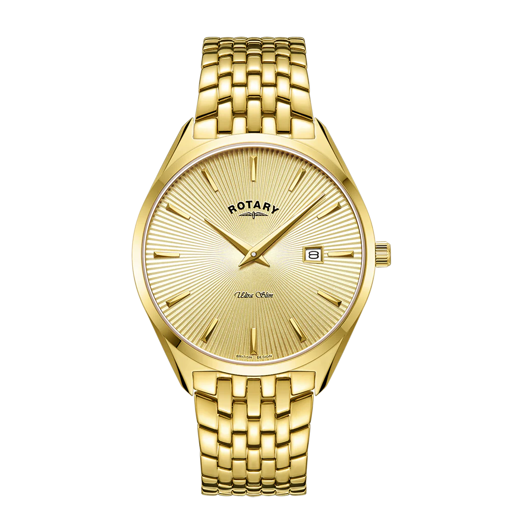 Rotary Gold PVD Ultra Slim Gents Watch GB08013/03