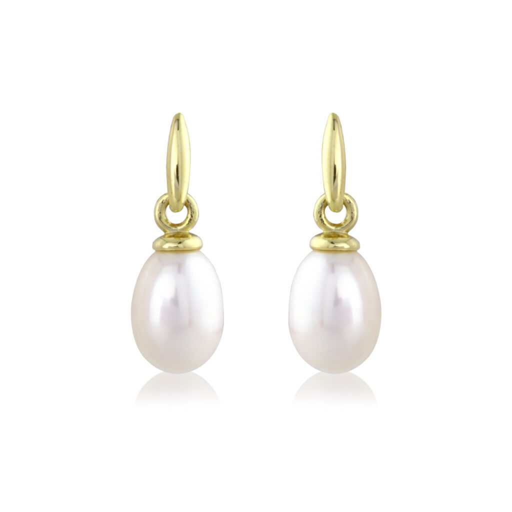 Oval Shape Cultured Pearl Drop Earrings D119517CP