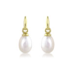 Oval Shape Cultured Pearl Drop Earrings D119517CP