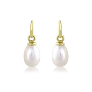 Oval Shape Cultured Pearl Drop Earrings