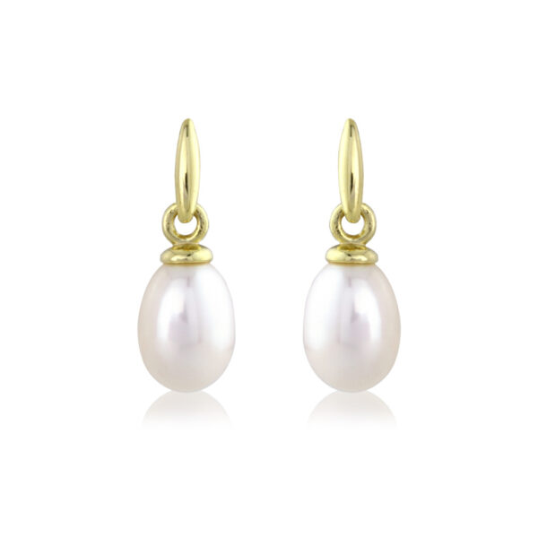 Oval Shape Cultured Pearl Drop Earrings D119517CP
