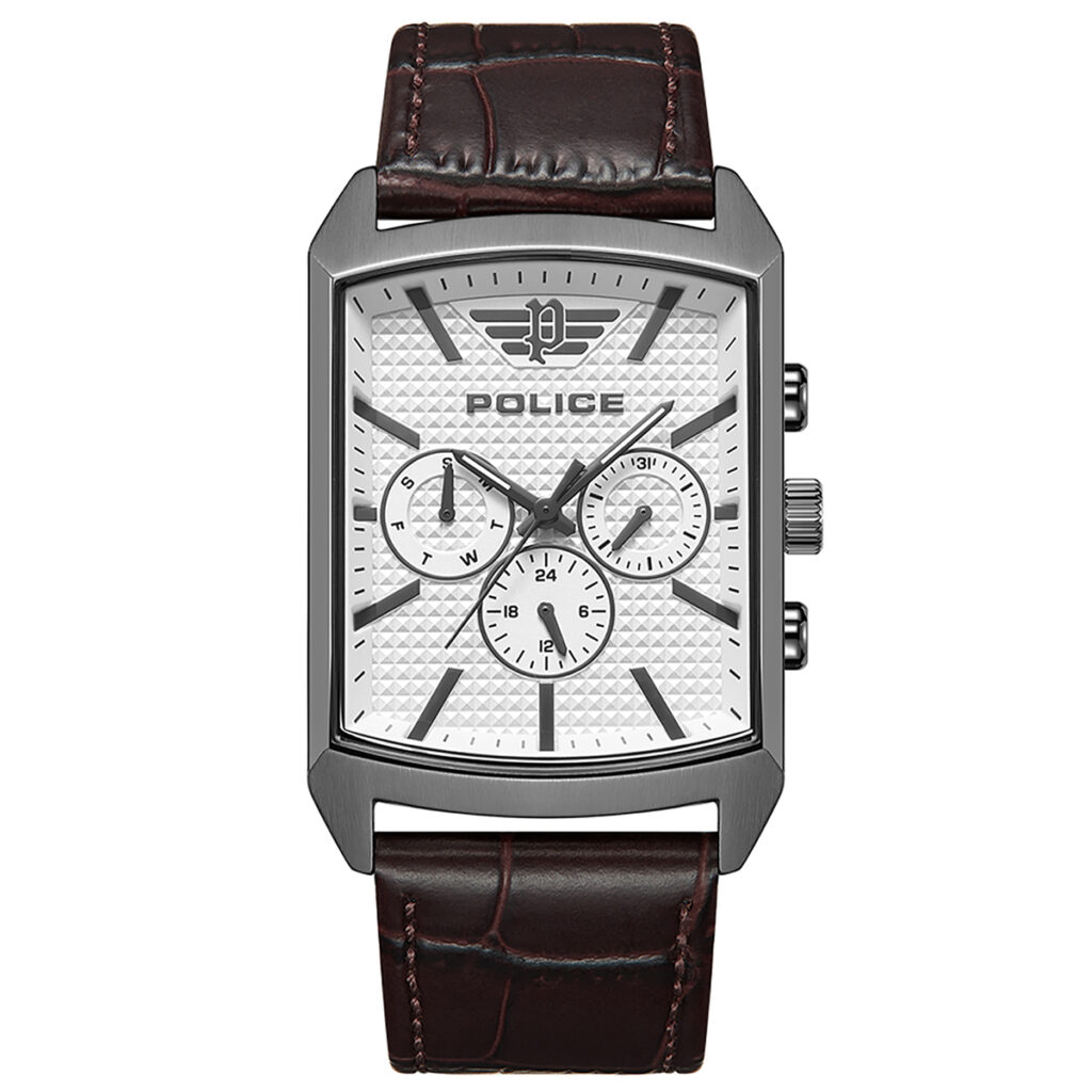 Police White Dial Rectangular Saleve Watch PEWJF2204802