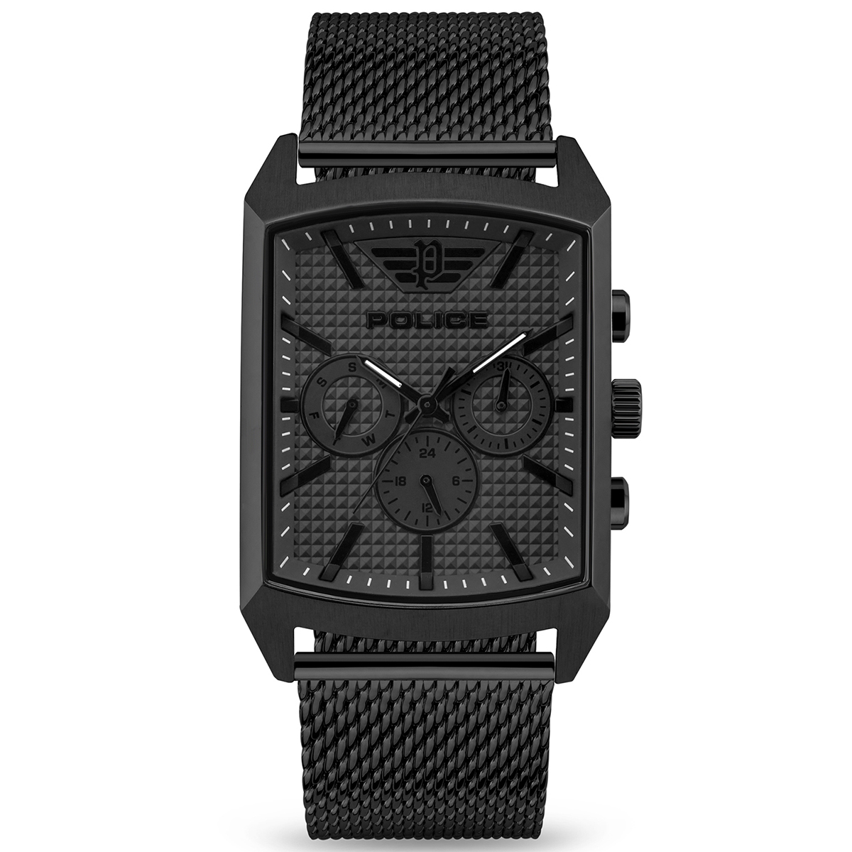 Police IP Black Rectangular Saleve Watch PEWJK2204804