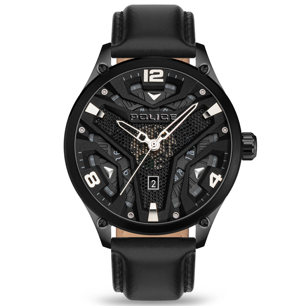 Police Black leather Strap Waimea Watch