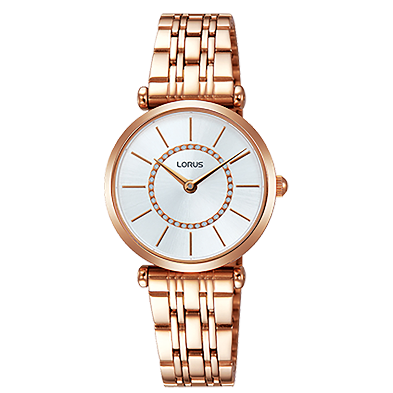 Lorus White Dial Rose Gold Bracelet Watch RRW96EX9