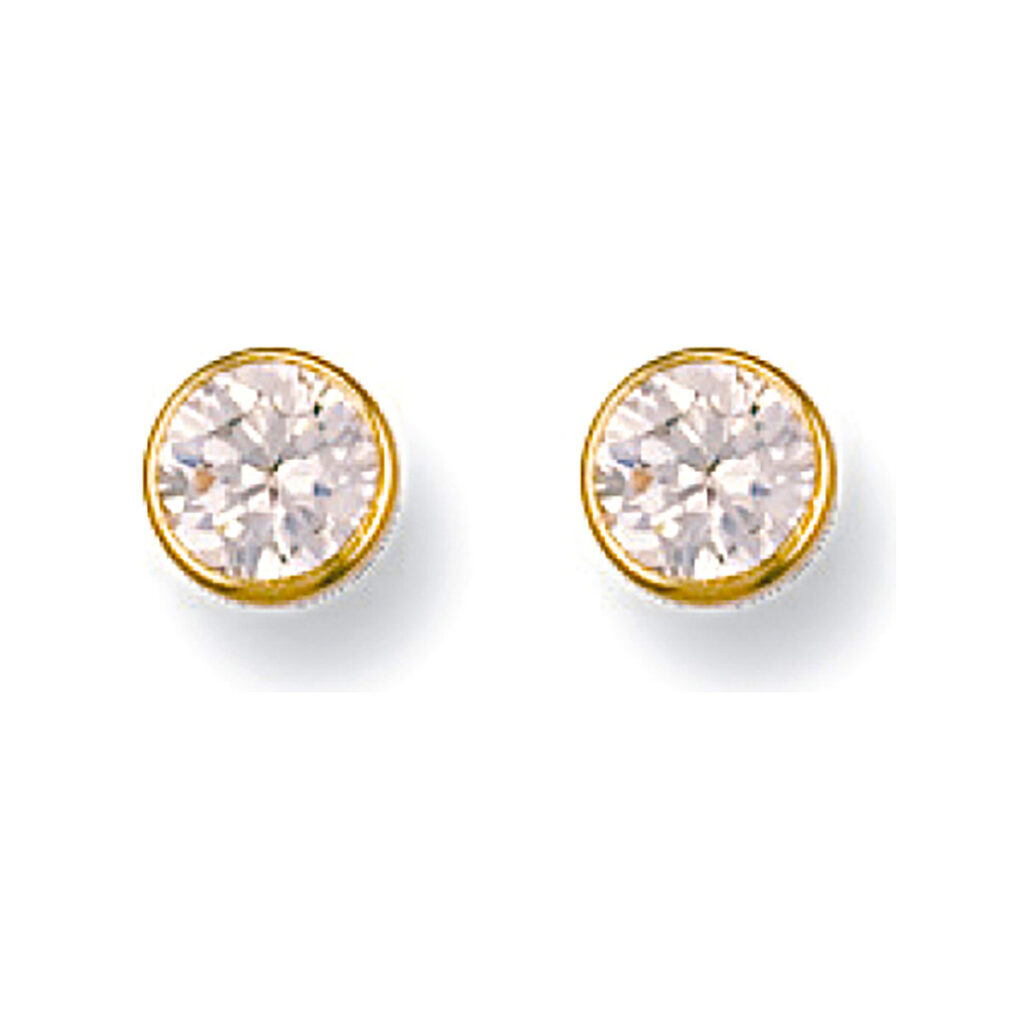 Gold 5mm Cz Rubover Studs ST0029