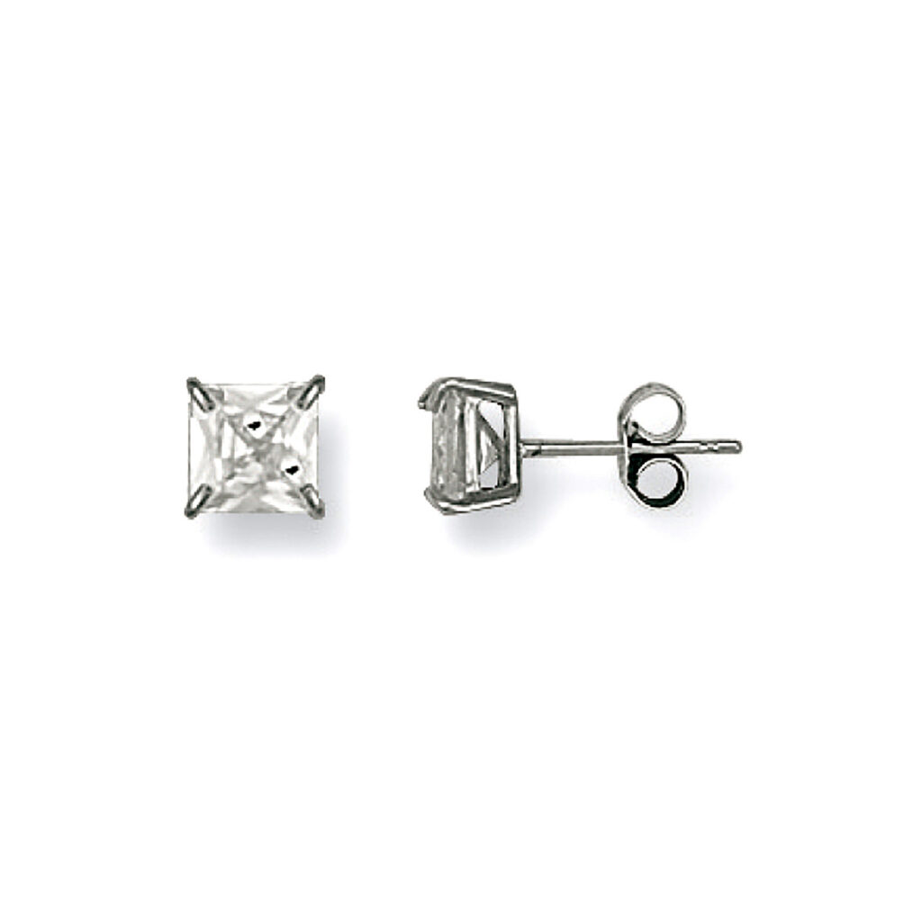White Gold Square Cz Studs ST0178