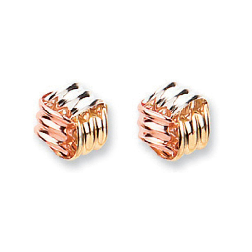 9ct Gold Tri Colour Wool Knot Studs ST0238