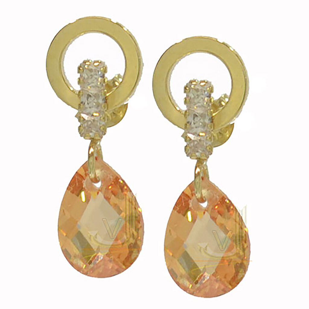 Teardrop Shape Golden Quartz Drop Earrings ST217