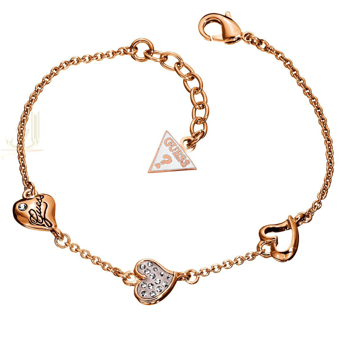 Guess Pave Triple Heart Bracelet UBB71332