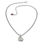 Guess Desert Beauty Heart Rhodium Plated Necklace UBN11425