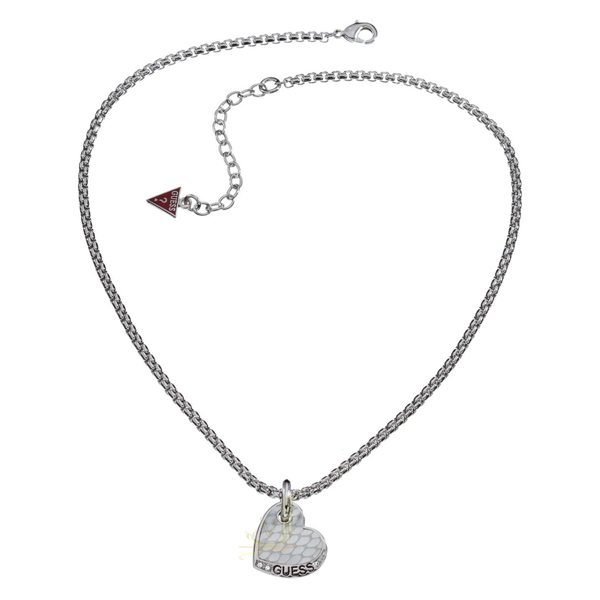 Guess Desert Beauty Heart Rhodium Plated Necklace UBN11425