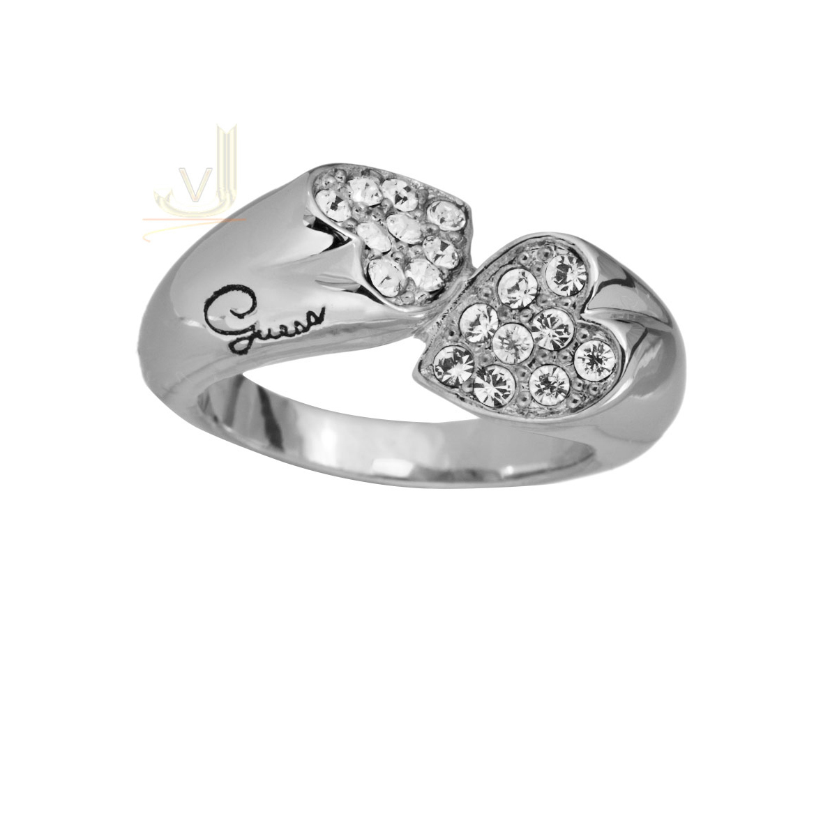 Guess Rhodium Plated 'Rings of Love' Ring UBR11404-54