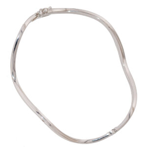 Wave Shape 18ct Gold Diamond Bangle