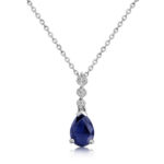 Blue Sapphire and Diamond Gold Pendant Necklace 2W64WDS