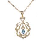 Fancy Blue Topaz CZ Pendant on Chain SGB.BTCZ01