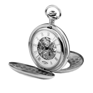 Rotary White Dial Skeleton Pocket Watch