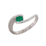 14ct White Gold with Emerald and Diamond Ring ABC722-175016