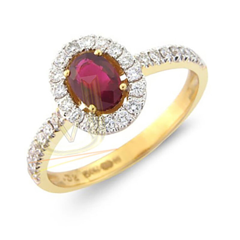 Diamond and Oval Ruby Cluster Ring 1N86-18DR