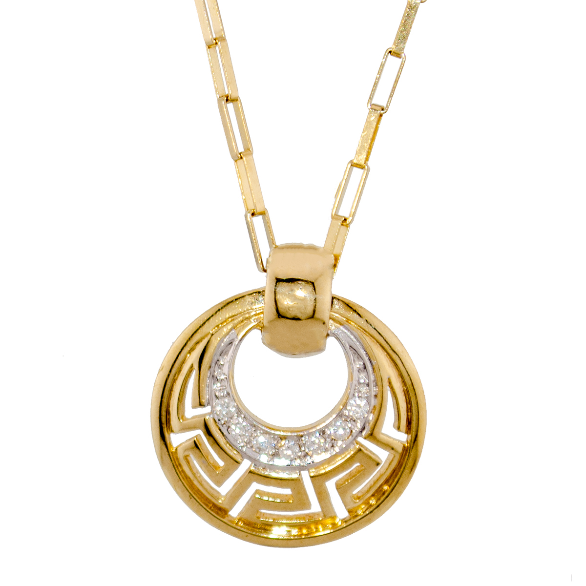 Gold Greek Design Pendant Chain