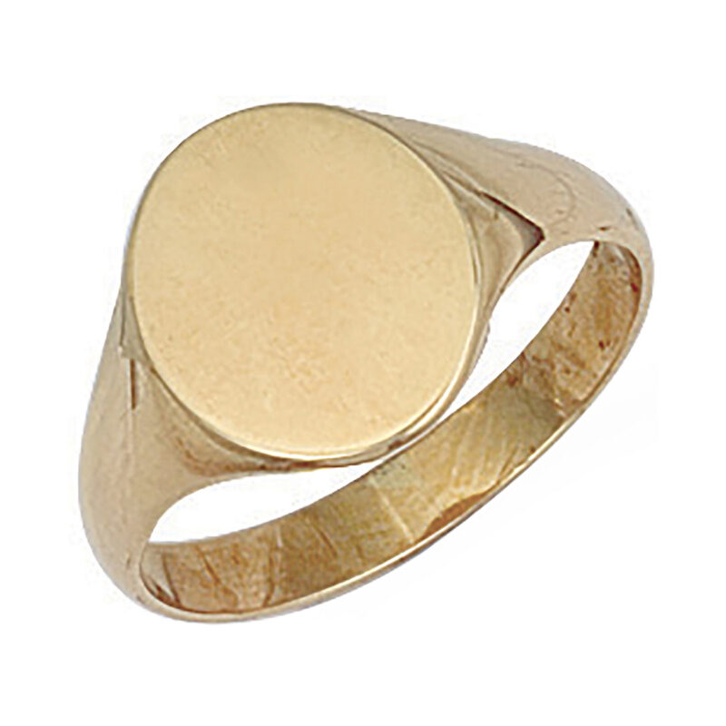 9ct Gold Plain Oval Signet Ring R117