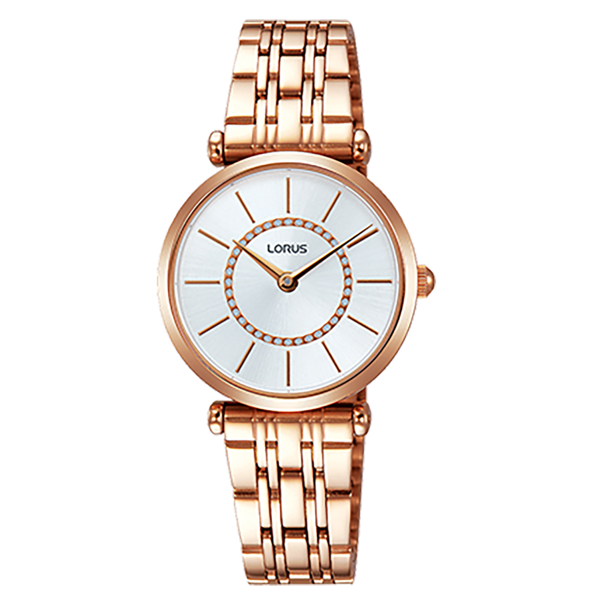 Lorus White Dial Rose Gold Bracelet Watch RRW96EX9