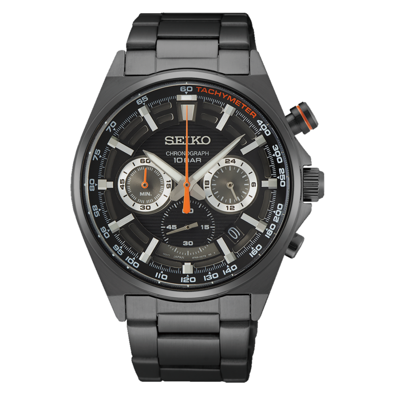 Seiko All Black Chronograph Watch SSB399P1