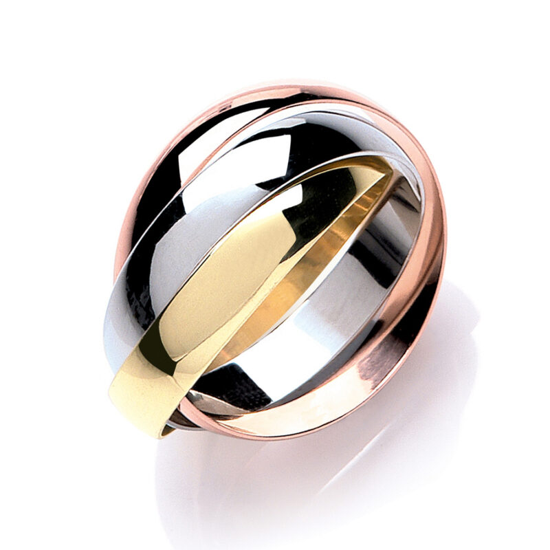 9ct Yellow White & Rose Gold 4mm Russian Wedding Band R0211
