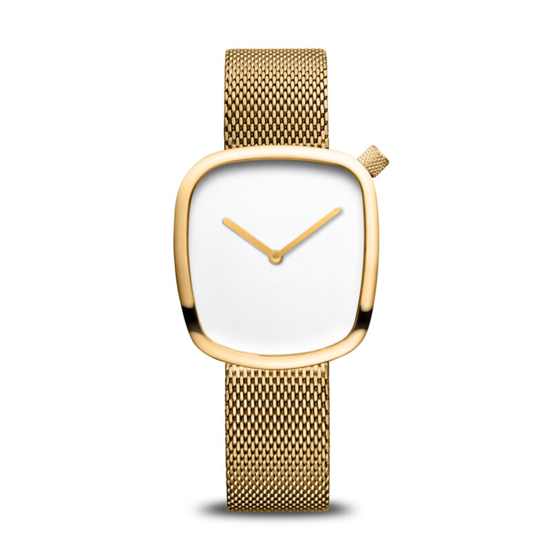 Bering Pebble Shape White Dial Watch 18034-334
