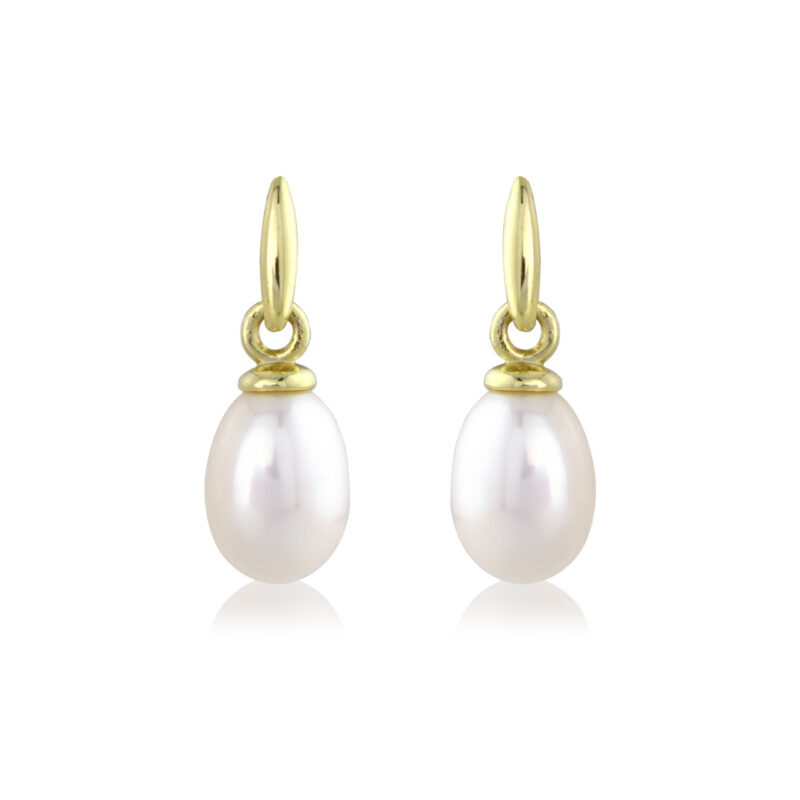 Oval Shape Cultured Pearl Drop Earrings D119517CP