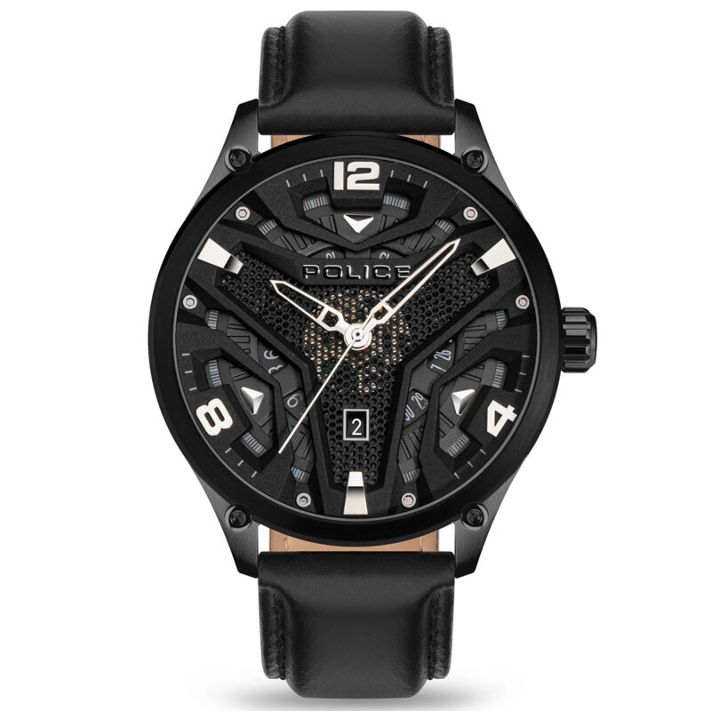 Police Black leather Strap Waimea Watch